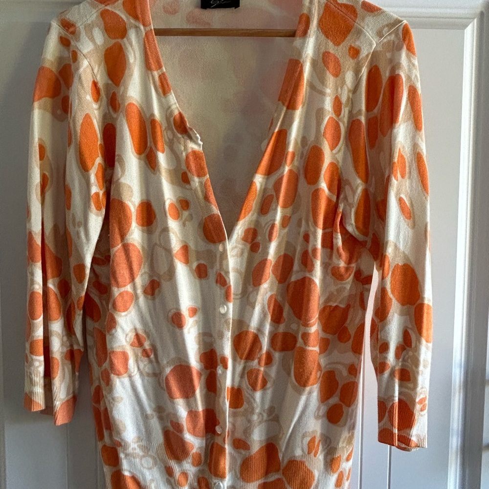 Chic Orange and Cream Women's Cardigan